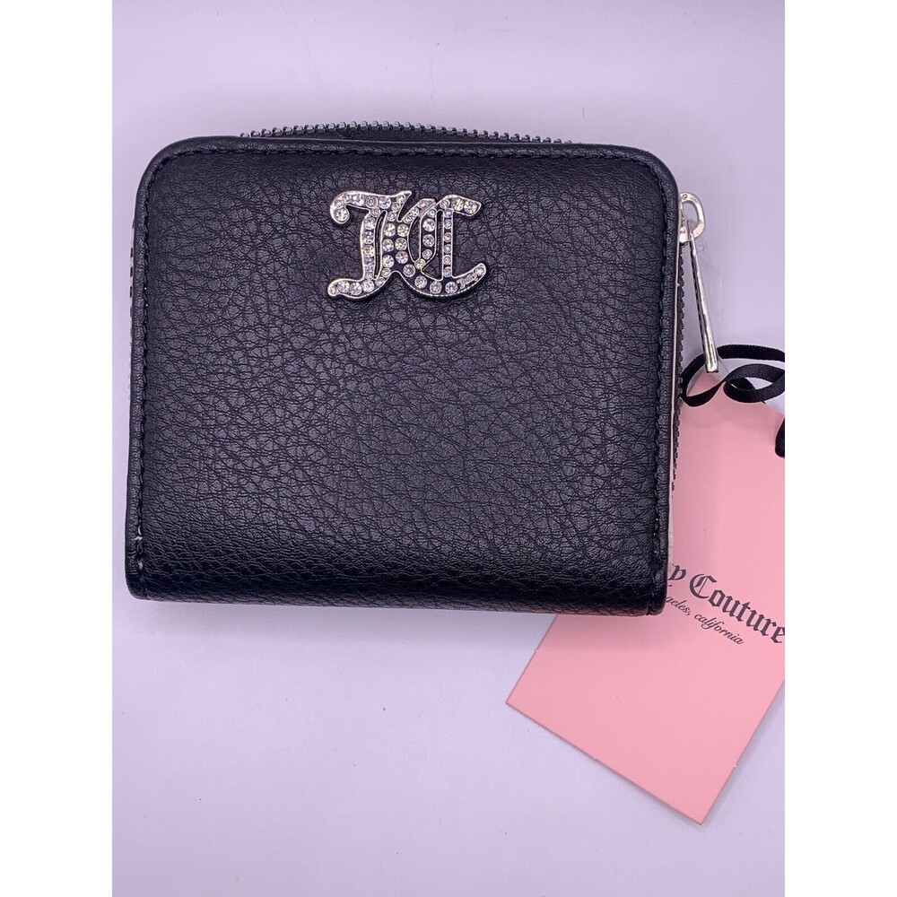 Juicy Couture Liquorice No Rules Small Black Ziparound Wallet Sliver Hardware